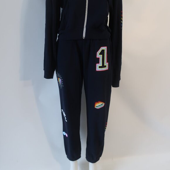 NWT Lauren Moshi Navy Multi (Item- 304) 2 Pc Graphic Zip Hoodie Jogger Set S - Picture 4 of 16